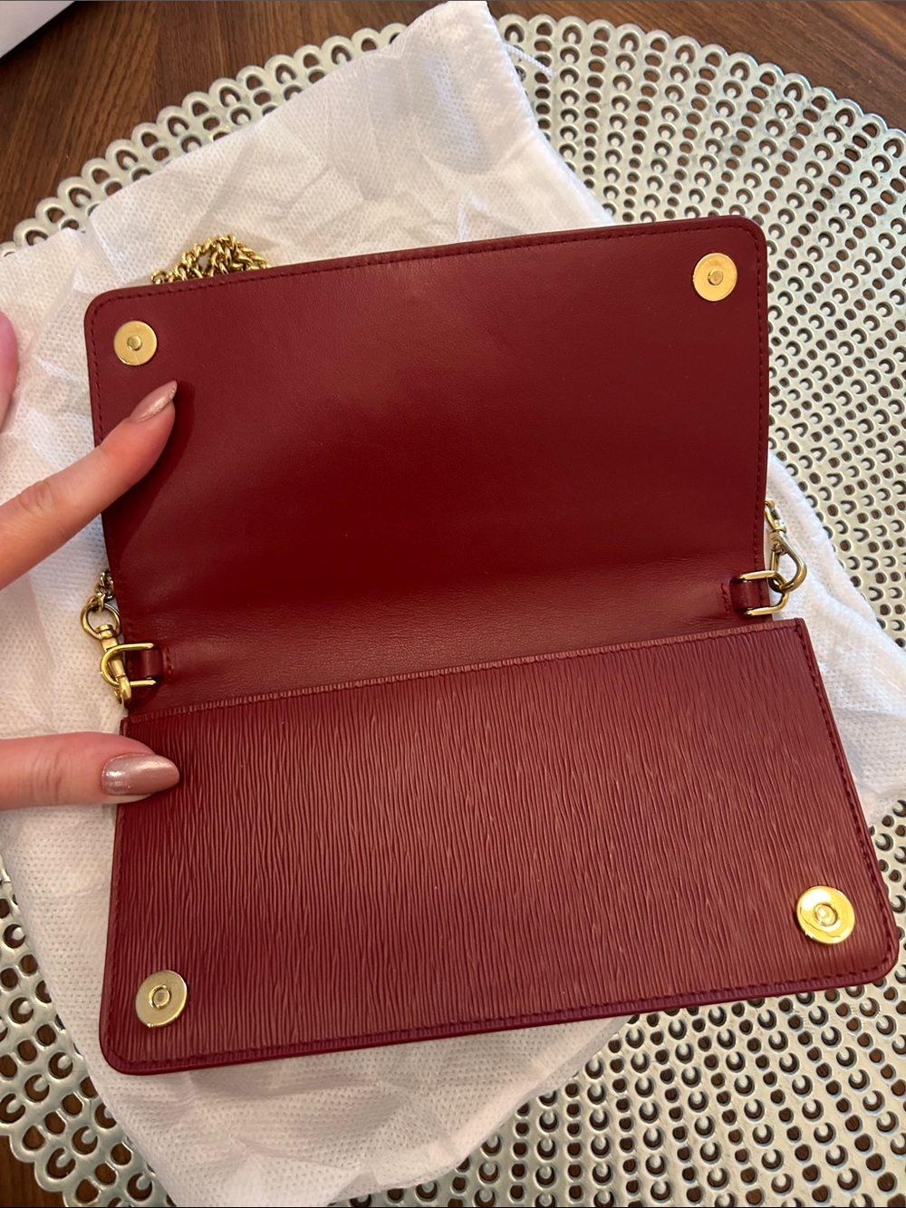 Prada Red Leather Chain Shoulder Bag - Picture 6 of 7